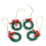 (image for) Tinsel Wreaths w/ Red Bow 4pc