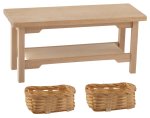 (image for) Storage / Prep Table w/ 2 Baskets - Unfinished