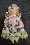 (image for) 6in Porcelain Girl Doll White Print w/ Bonnet