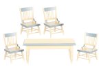 (image for) Country Dining Set 5pc - Off-White & Blue