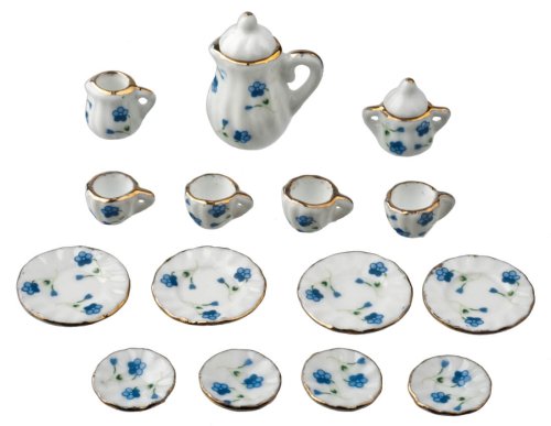 (image for) Blue Floral Table Dishes Set 17pc