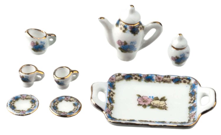 (image for) Multi-Color Floral Tea Set 10pc