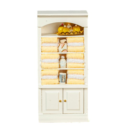 (image for) White Bathroom Cupboard w/ Yellow Accessories