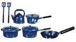 (image for) Metal Cookware Blue Spatter 10pc