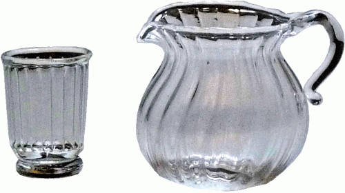 (image for) Ribbed Glass Pitcher & Glass