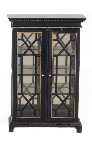 (image for) Cabinet w/ Glass Doors - Black&Gold