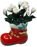 (image for) White Roses in Santa Boot 12pc