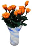 (image for) Apricot Roses in Blue Striped Ruffle Vase 12pc