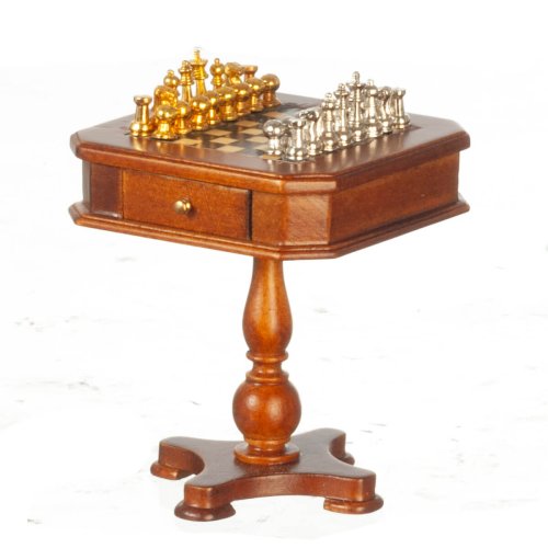 (image for) Chess Board Table w/ Pieces - Walnut