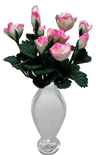 (image for) Pink & White Roses in Classic Vase 12pc