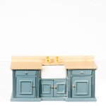 (image for) Kitchen Counter Sink Cabinet - Blue & Oak