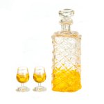 (image for) Tall Square Decanter w/ 2 Filled Glasses