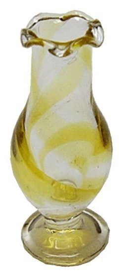 (image for) Amber Swirled Pedestal Fluted Glass Vase