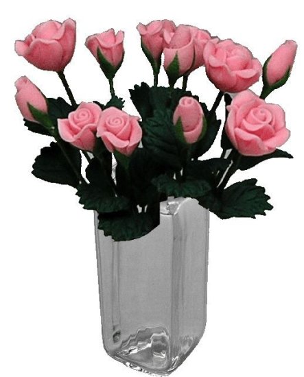 (image for) Pink Roses in Square Glass Vase 12pc