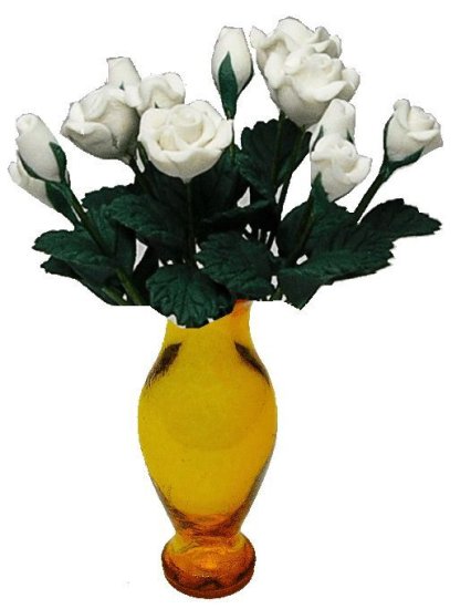 (image for) White Roses in Amber Vase 12pc