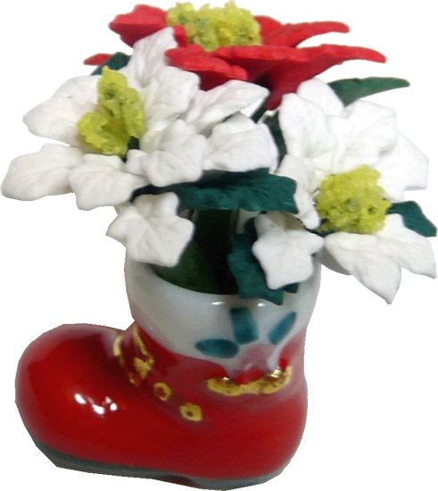 (image for) White & Red Poinsettias in Santa Boot