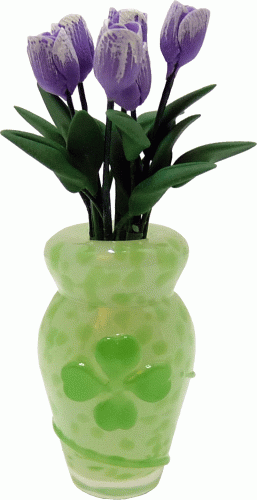 (image for) Lavender Tulips in Shamrock Vase