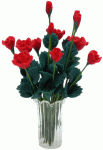 (image for) Red Roses in Clear Ribbed Vase 12pc