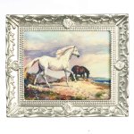 (image for) Framed Horses Picture - Silver