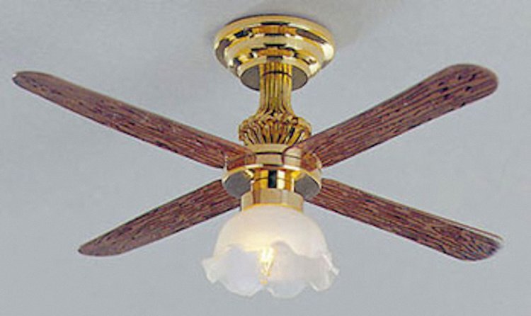 (image for) Ceiling Fan w/ Large Tulip Shade 12v