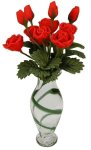 (image for) Red Roses in Green Striped Vase 12pc