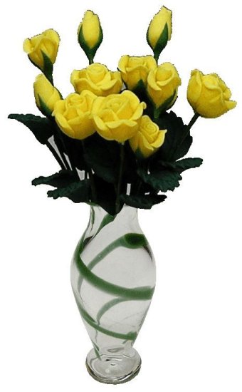 (image for) Yellow Roses in Green Striped Vase 12pc