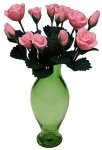 (image for) Pink Roses in Green Ginger Vase 12pc