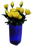 (image for) Yellow Roses in Blue Square Vase 12pc