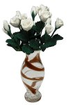 (image for) White Roses in Brown Striped Vase 12pc