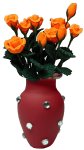 (image for) Apricot Roses in Red Jeweled Vase