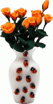 (image for) Apricot Roses in Ladybug Vase 12pc