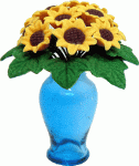 (image for) Sunflowers in Turquoise Glass Vase 12pc