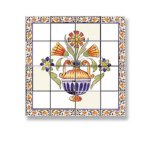 (image for) Orange & Blue Floral Picture Mosaic Tile Sheet