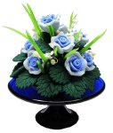 (image for) Blue/ White Floral Arrangement on Blue Glass Stand