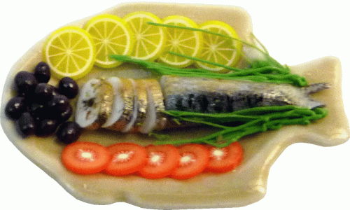 (image for) Sliced Fish w/ Garnish on Fish Plate