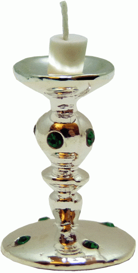 (image for) Emerald Encrusted Tall Candlestick with White Candle