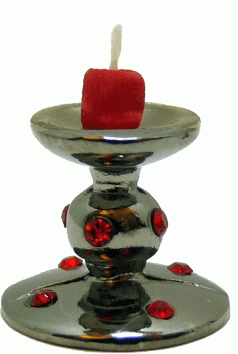 (image for) Ruby Encrusted Short Candlestick Holder with Red Candle