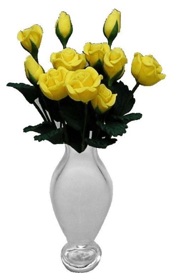 (image for) Yellow Roses in Classic Vase 12pc