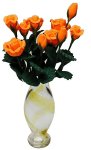 (image for) Apricot Roses in Amber Striped Vase 12pc