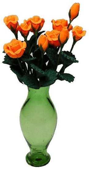 (image for) Apricot Roses in Green Ginger Vase 12pc