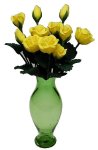 (image for) Yellow Roses in Green Ginger Vase 12pc