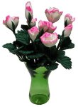 (image for) Pink & White Roses in Green Ruffled Vase 12pc