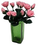 (image for) Pink Roses in Green Square Vase 12pc