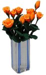 (image for) Apricot Roses in Blue Striped Square Vase 12pc