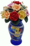 (image for) Multicolored Roses in Blue Vase 12pc