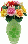 (image for) Multicolored Roses in Shamrock Vase 12pc