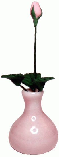 (image for) Pink Rose Bud in Pink Long Neck Ceramic Vase