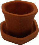 (image for) Small Hexagonal Light Clay Pot with Saucer