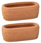 (image for) Embossed Oval Terra-Cotta Planter 2pc