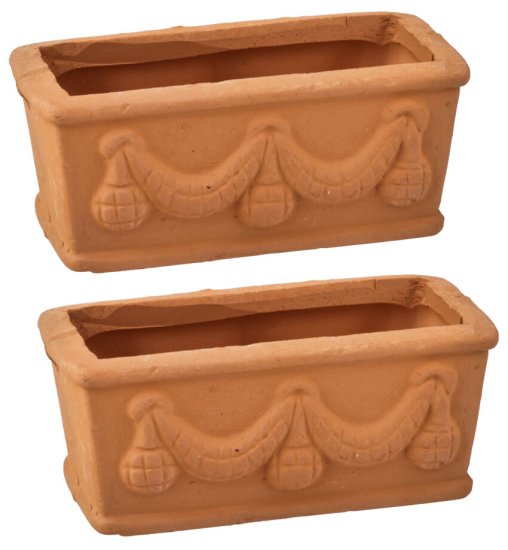 (image for) Embossed Rectangular Terra-Cotta Planter 2pc